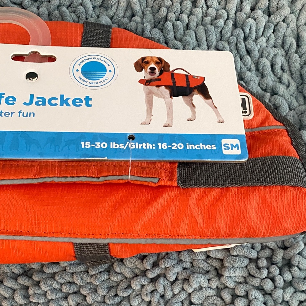 Outward Hound Orange Dog Life Jacket with Gray Straps